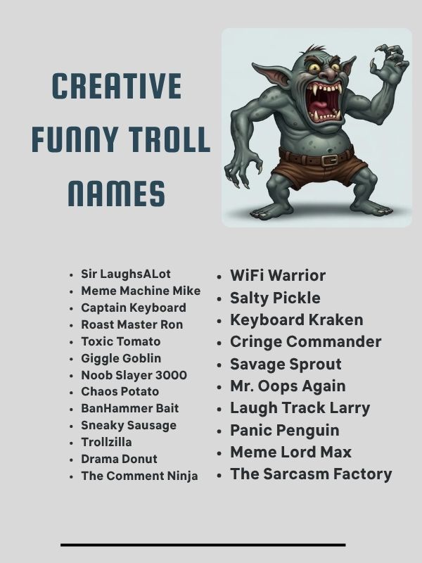 Creative Funny Troll Names