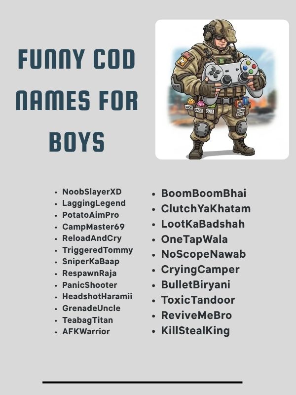 Funny COD Names for Boys