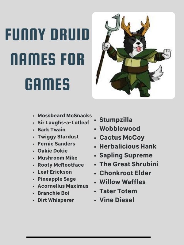 Funny Druid Names for Games