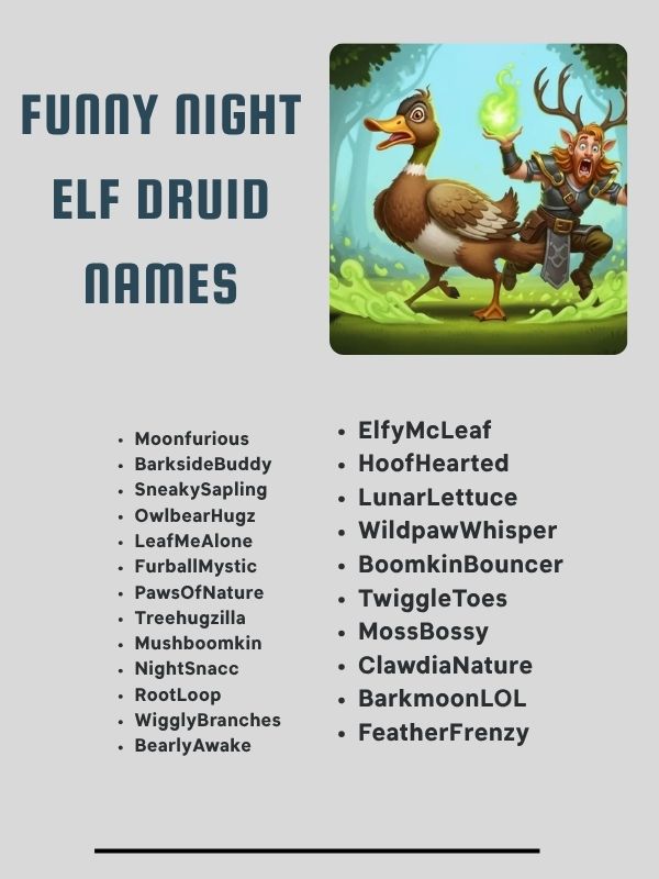 Funny Night Elf Druid Names