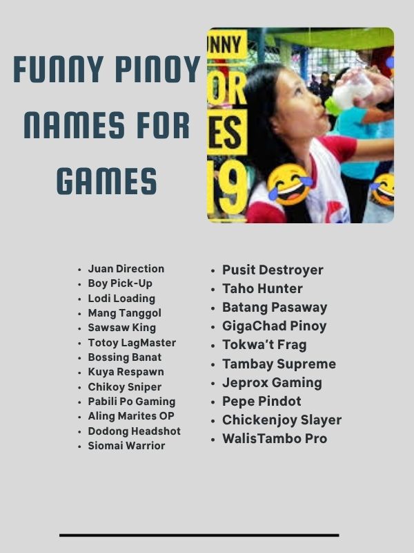 Funny Pinoy Names for Games
