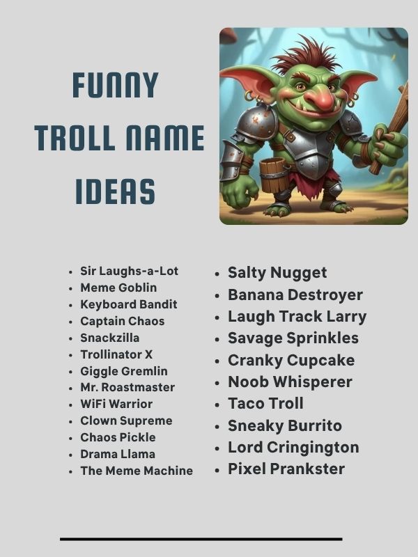 Funny Troll Name Ideas